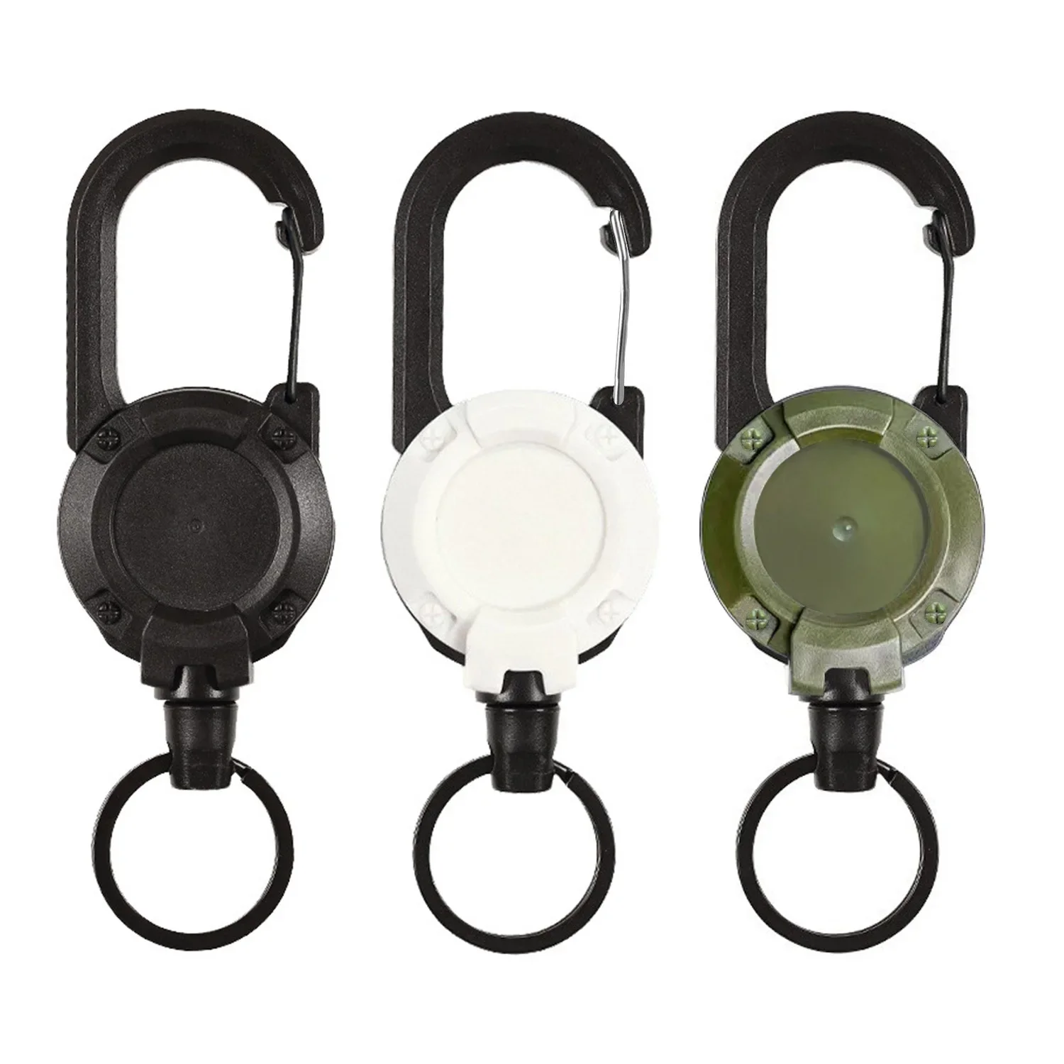 Outdoor Carabiner Hook Backpack Buckle Automatic Retractable Wire Rope Luya Anti-theft Tactical Keychain Telescopic Belt Keyring