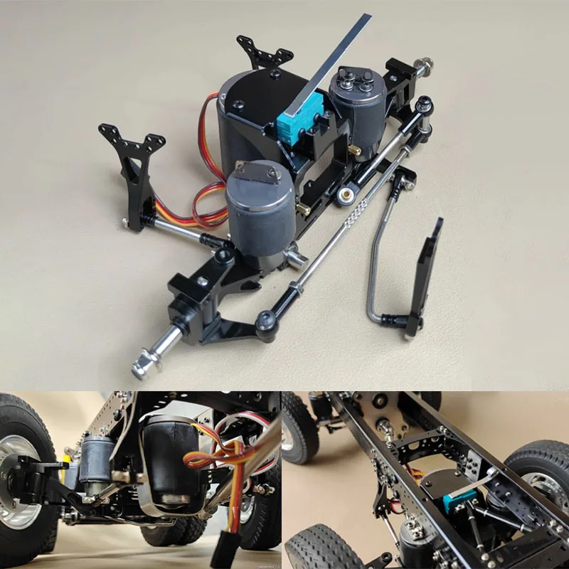 RC Truck Lifting Axle Airbag Suspension System with Power Steering for 1/14 Tamiya SCANIA 770S R620 VOLVO Arocs MAN TGX LESU Car