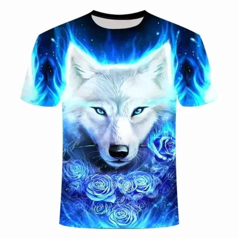 2026 Wolf T Shirt For Mens Animal Print Short Sleeve Top 3D Casual Street Man's T-shirt Oversized Tee Shirt Men Vintage Clothing