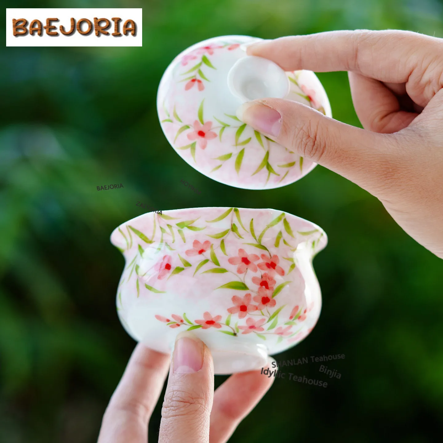 

Чайная чаша Гайвань 100 мл с ручной росписью в виде листьев и виноградной лозы, розовая, в стиле «Вишня», винтажная, с крышкой, для заваривания чая, набор для чайной церемонии