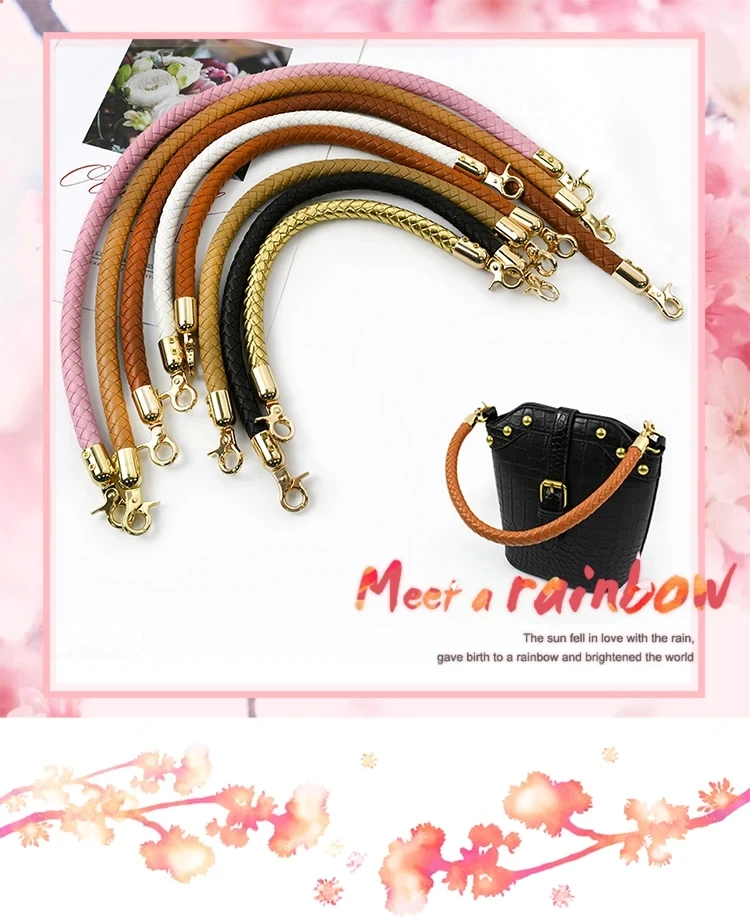 1/2Pcs 30/40/60mm PU Leather Woven Handbag Handle Metal Buckle for Women Shoulder Bag Purse Bags Strap Replace Accessories