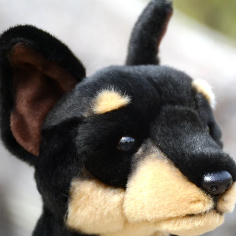 Peluche de Dóberman Pinscher, Muñeco de Peluche Realista, Perro de Guardia de Simulación, Muñeco Suave para Coleccionistas