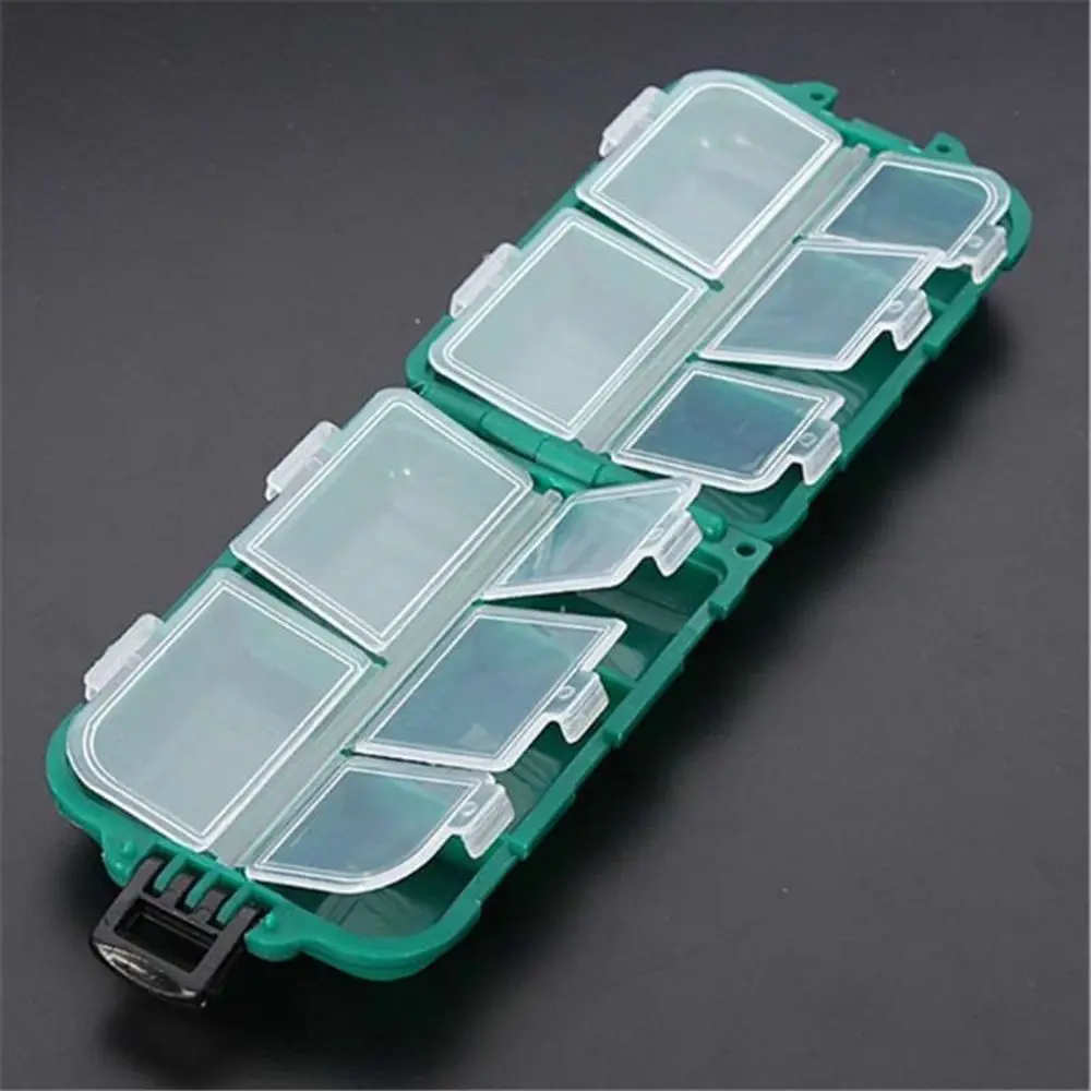 Portable Spinner Accessories Rig Shrimp Hook Lure Case 10 Lattices Tool Box Fishing Tackle Storage