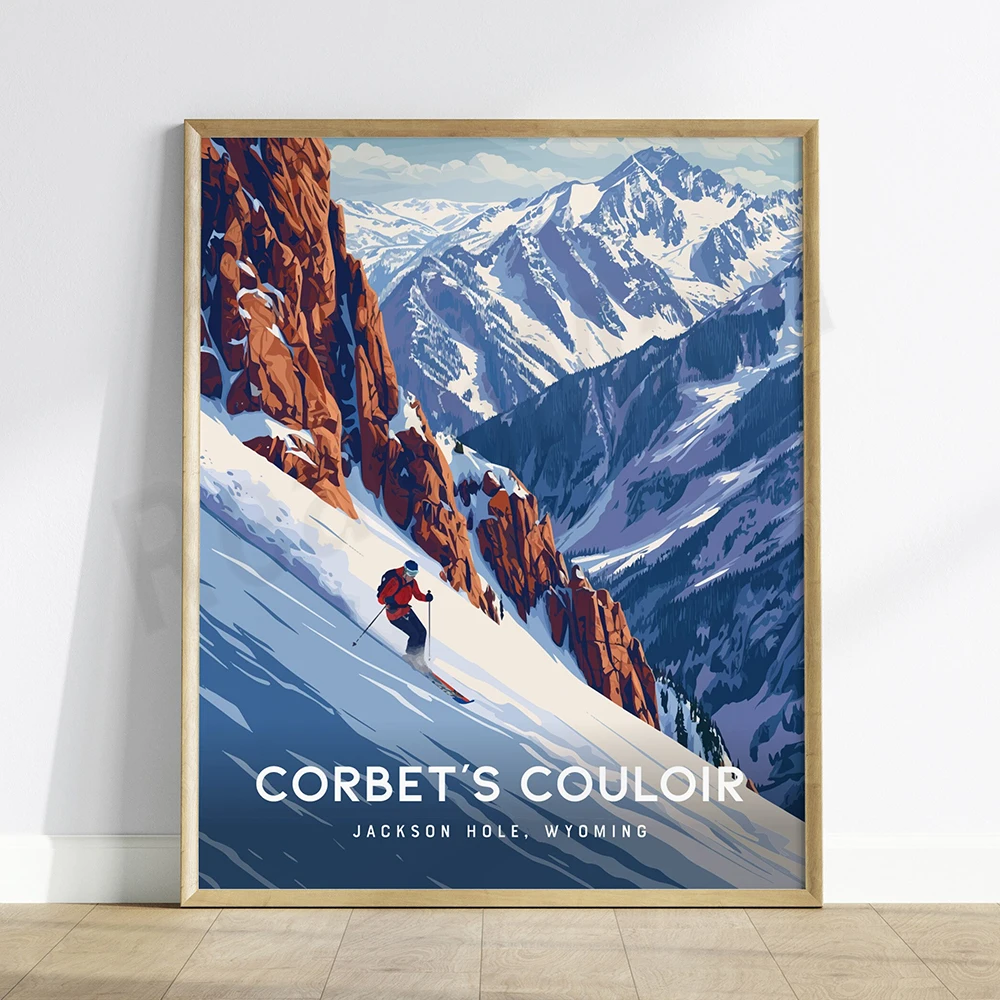 Lone Peak Montana mountain skiing, Aspen Mountain Colorado, Alta, Breckenridge Wyoming, mountain ski resort snowboarding poster