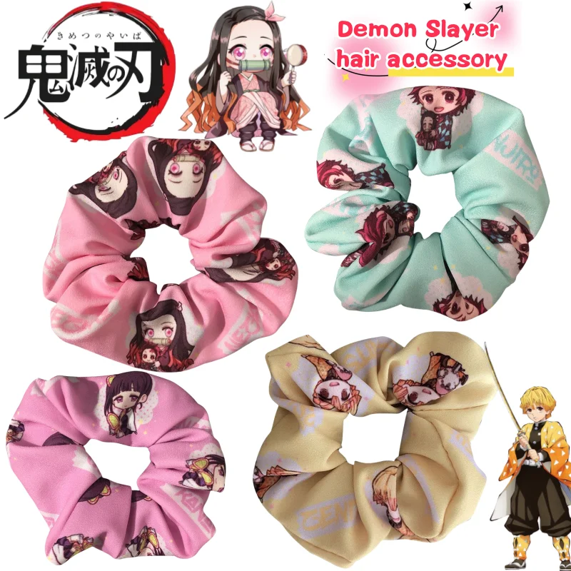 

Demon Slayer Tanjiro Kamado Nezuko Agatsuma Zen'itsu Kochou Shinobu Hair Ring Creative High-Value Cartoon Print Student Headwear