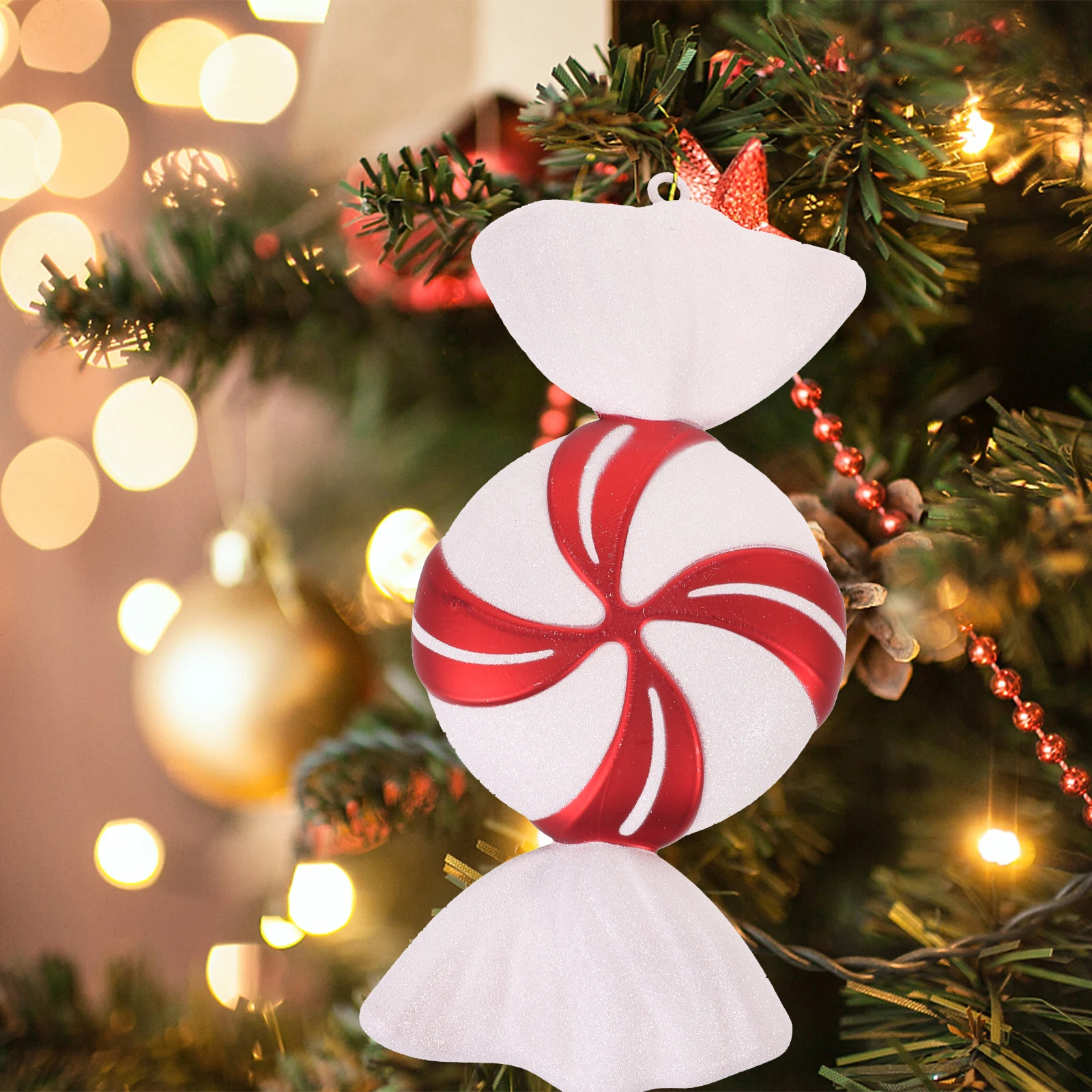 

1pc Christmas Candy Ornaments Decorations Red Xmas Tree Hanging Pendant Home Adornment 2023 Festive Plastic Christmas Day Wall