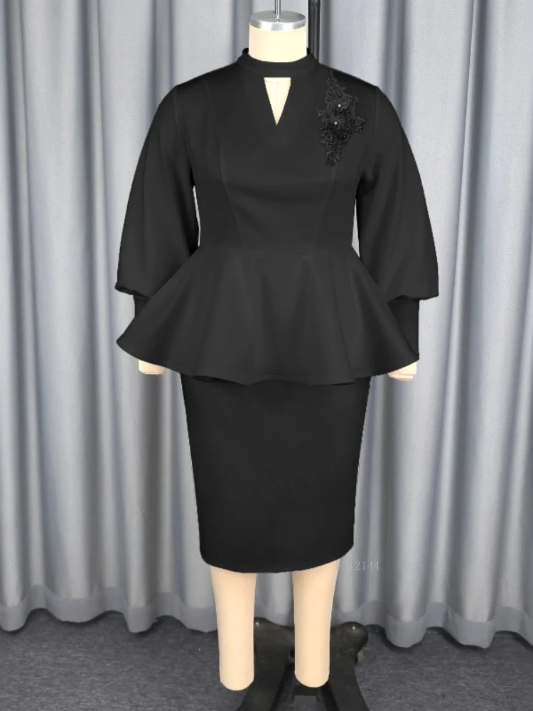 L-4XL grande taille vêtements africains pour femmes 2026 printemps africain à manches longues Polyester noir blanc fête soirée afrique vêtements