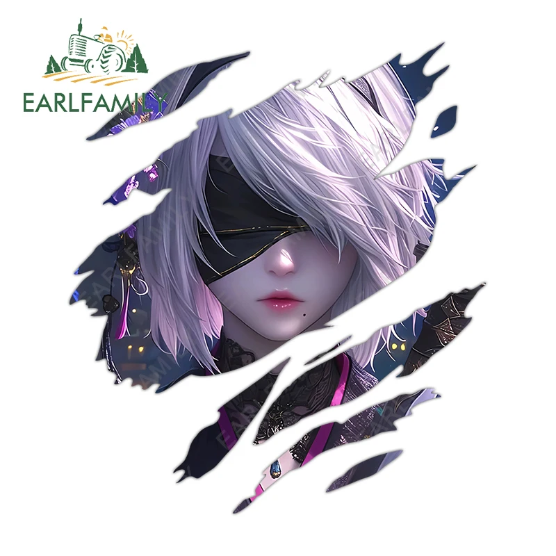 

EARLFAMILY Nier Tearing Car Stickers Waterproof Scooter Rearview Mirror Windows Tumbler Vinyl Graphics Trunk Funny Car Styling