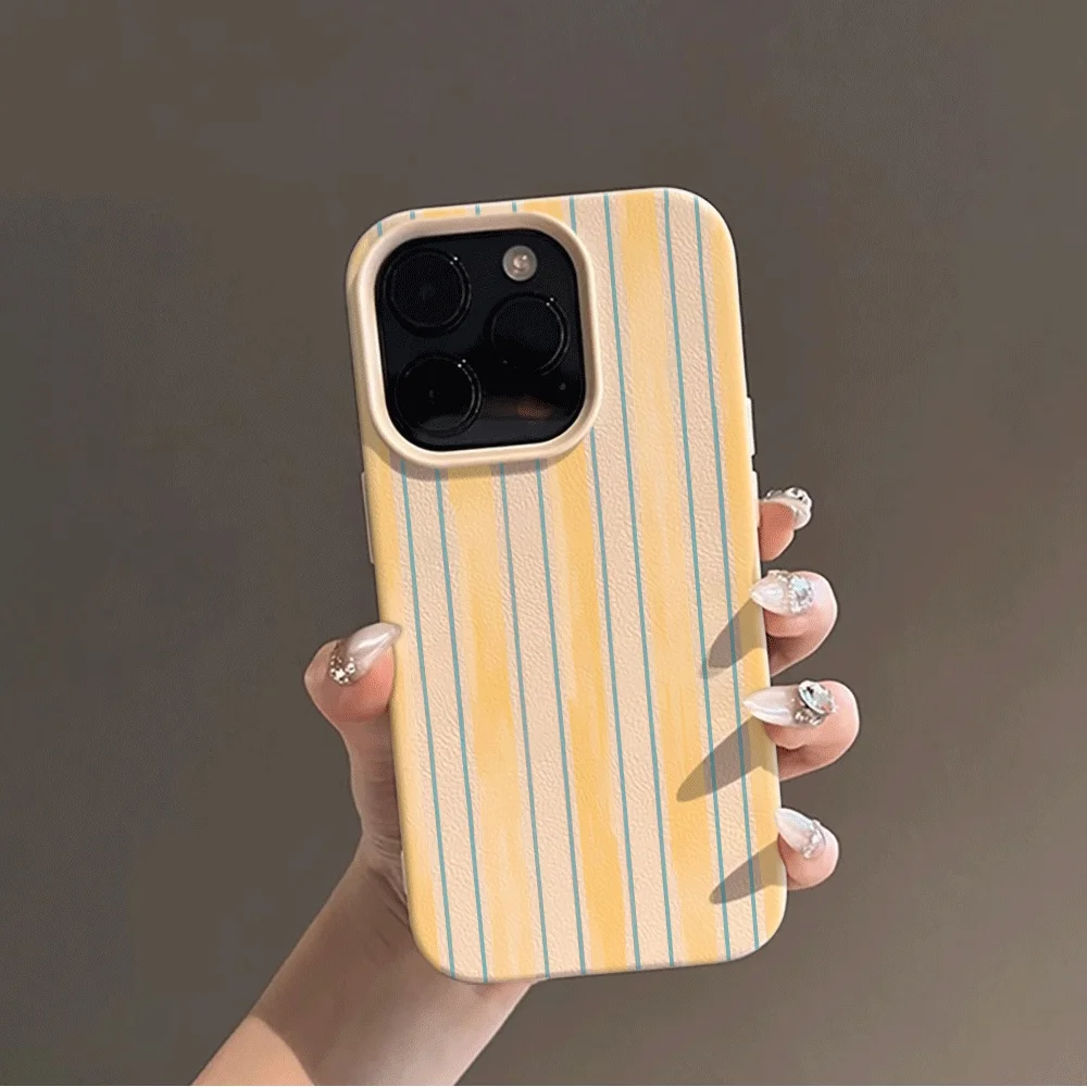 Zweifarbig gestreiftes Handyhülle mit Farbblockierung für iPhone 17 16 15 14 13 12 11 Pro Max 16 15 Plus 17 X XR Silikon Matt Weiche Hülle – Detail 4