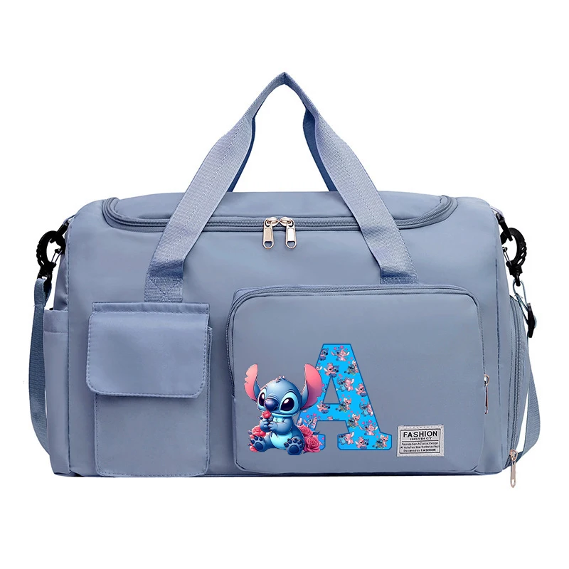 Disney Stitch Letter Tote Travel Bag Portable Capacity Clothes Storage Bags Gym Duffle Pack with Shoe Compartment Kawaii Handbag