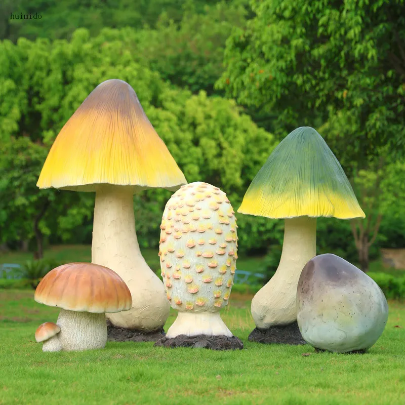 Mushroom Ornament Landscape Garden Landscape Decoration Sketch Garden Courtyard Fiberglass Wild Mushroom Sculpture