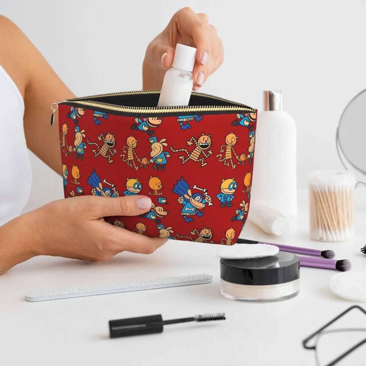 

Dog Man, Petey, Lil Petey Combo Set Pack Women Cosmetic Bags Travel Makeup Organizer Pouch Toiletry Storage Dopp Kit Case