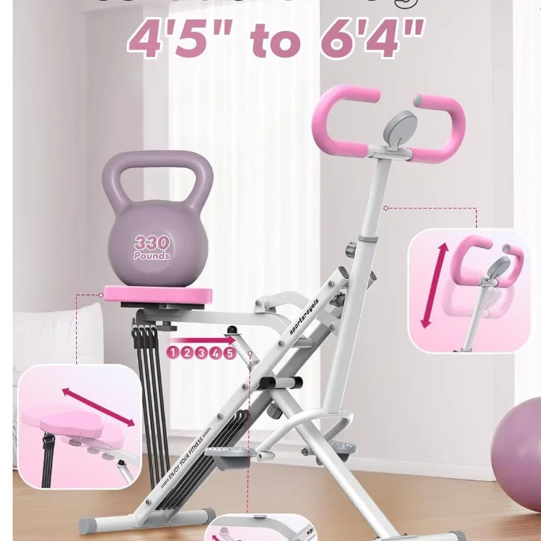 High Quality Adjustable Squat Assist Trainer Horse Riding Roman Chair Sit Machine for Metal Frame Pink Color 10-15kgpromote sale