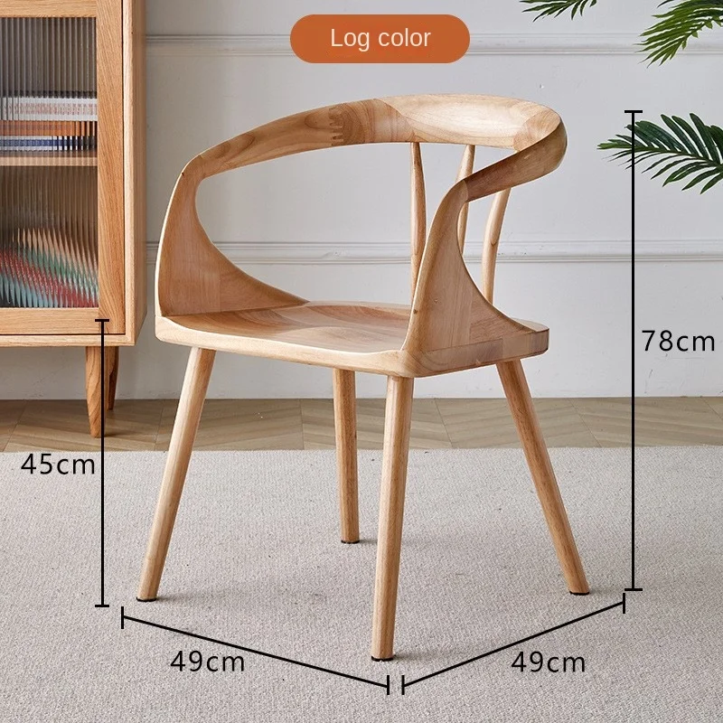 Cadeira de jantar de madeira maciça com encosto do braço, Nordic Home, Modern Minimalista Coffee Chair, Sala e Móveis de Cozinha, Novo