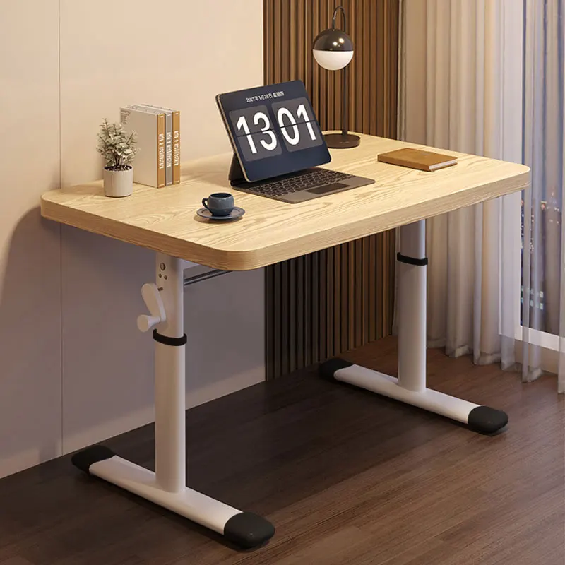 Children's manual liftable study table Home standing computer desk Writing table Hand crank Student simple office desk