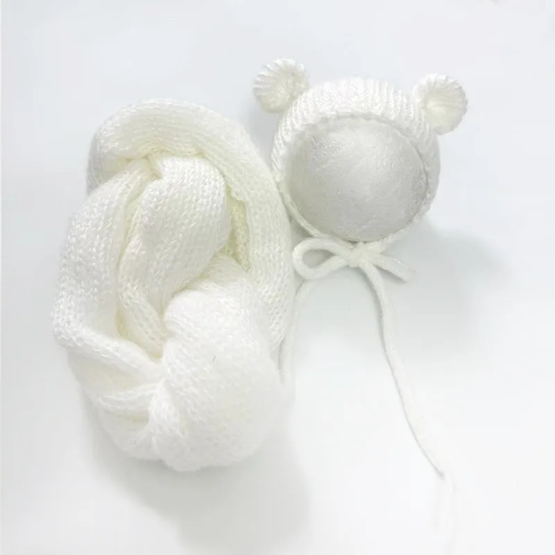 ❤️Newborn Photography Clothing Cute Knit Bear Hat+Wrap 2Pcs/Set Studio Baby Photo Props Accessories Shoot Clothes Outfits