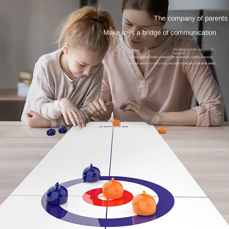 Fun Board Games for Family Interactive Tabletop Curling Game Shuffleboard Developmental Game Educational Toy