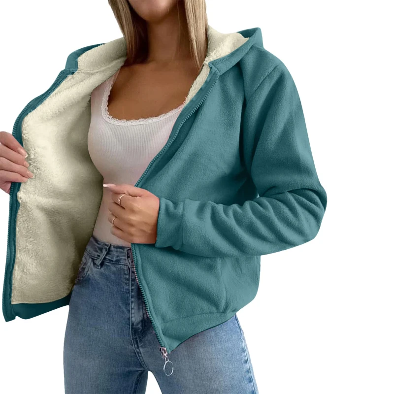 2026 Autumn/Winter New Style Women's Down-Filled Warm Cardigan with Hooded Jacket, Casual Zip-Up Top