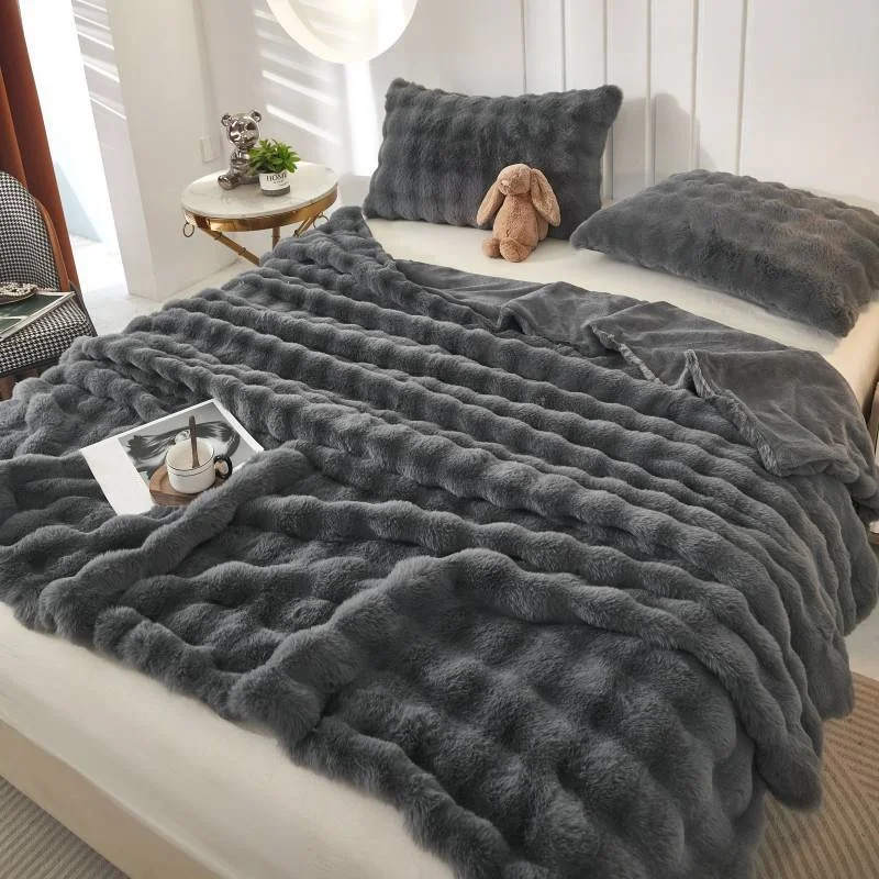 

Faux Fur Blanket Double-sided Plush Warm Thick Throw Blanket for Bed Living Room Winter Luxury Imitation Fleece Cozy Sofa Cover