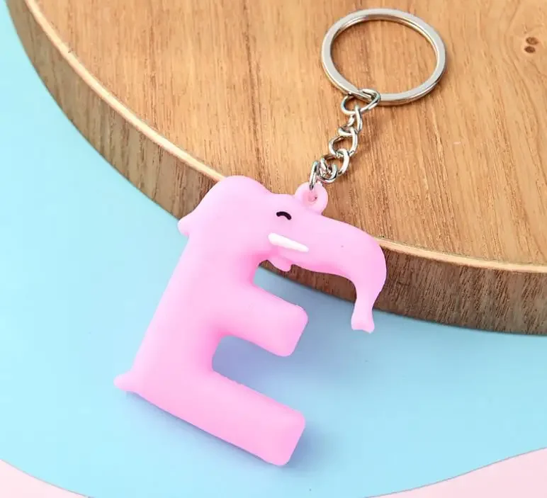 1 mixed new creative animal English letters soft key chain pendant cute car bag ornaments