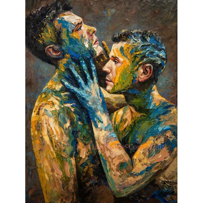 Artist TOP art 100% handpainted oil painting nude male man men oil painting art MEN art work accept MEN custom art free shipping