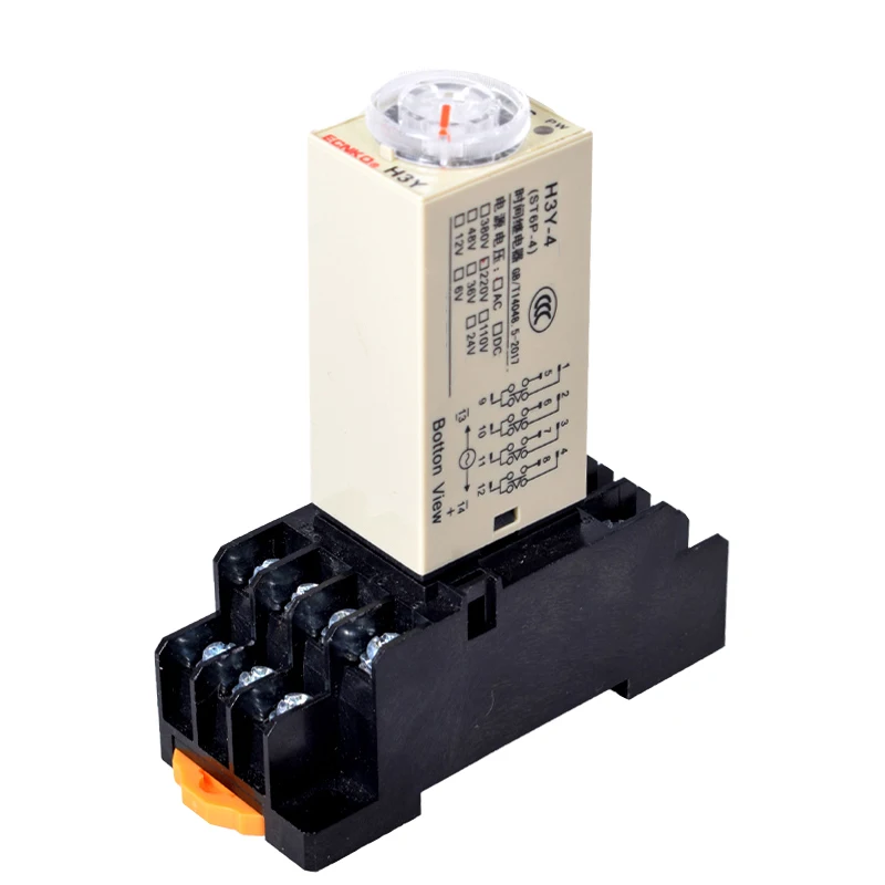 Power-on Delay Rotary Knob DPDT 5S/10S/30S/60S/3M/5M/10M/30M Timer Timing Time Relay AC 110V 220V 380V H3Y-2 With Base Socket