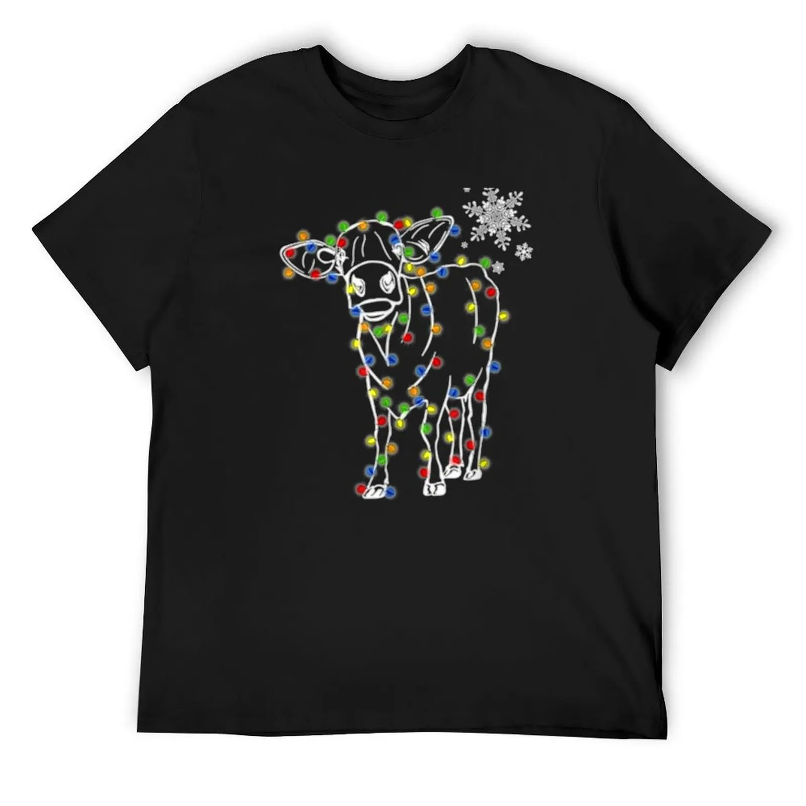 

Cow Christmas Light Tree Cow Xmas Snow Lover T-Shirt kawaii clothes valentines clothes oversized t shirt mens t shirts pack