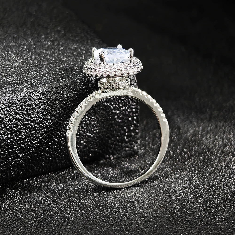 Original Solid Real Real Silver Color Designer Ring Finger Fashion Promise Solitaire Ring for Women Jewelry Engagement R4608