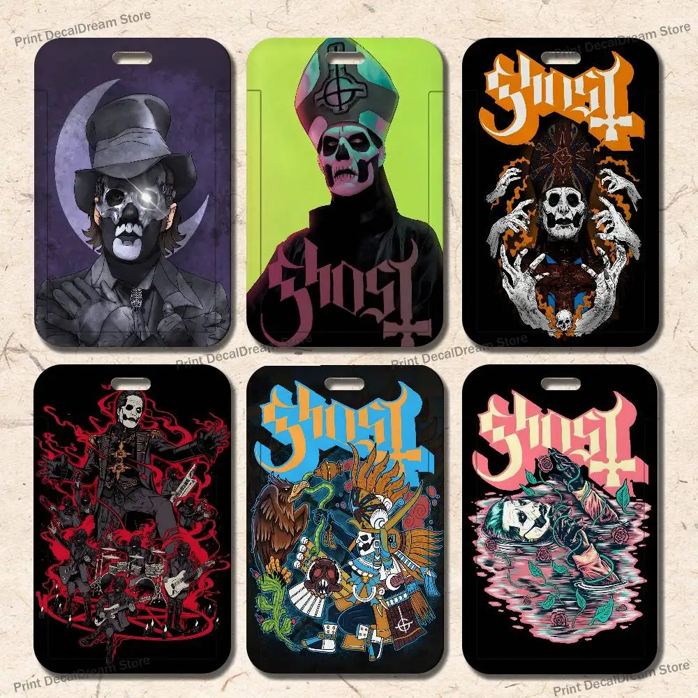 

G-Ghost Rock Band Art Card Holder Lanyard Camera Neck Strap Credit Card Case ID Badge Credentials Protection