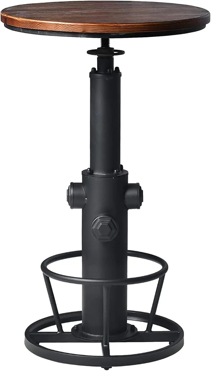 Tavolo da bar rotondo regolabile in altezza, piano in legno da 23,7' di diametro, tavolino da cucina per ufficio da pranzo