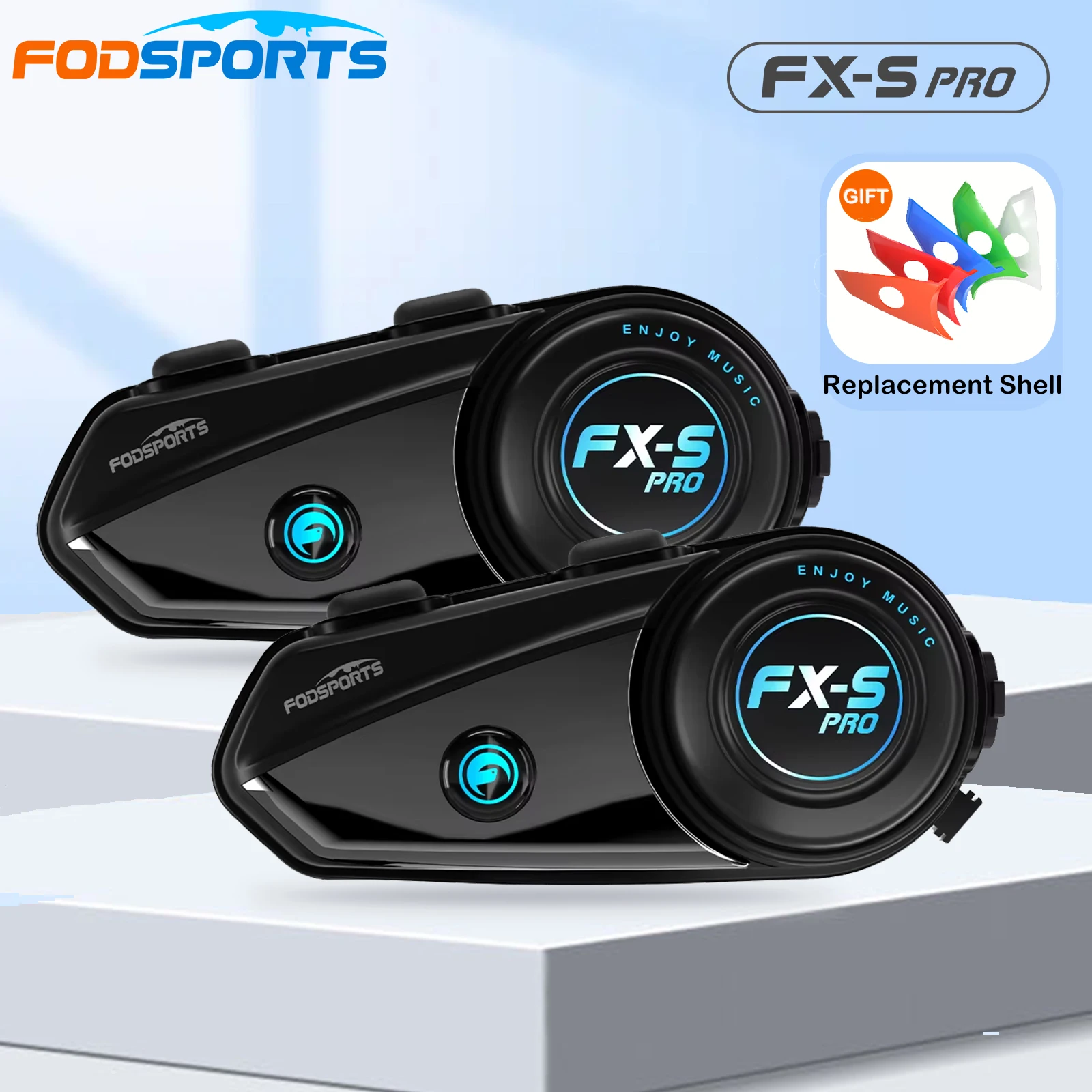 2PCS Fodsports FX-S PRO Motorycle Intercom 2-Way Helmet Bluetooth Headset