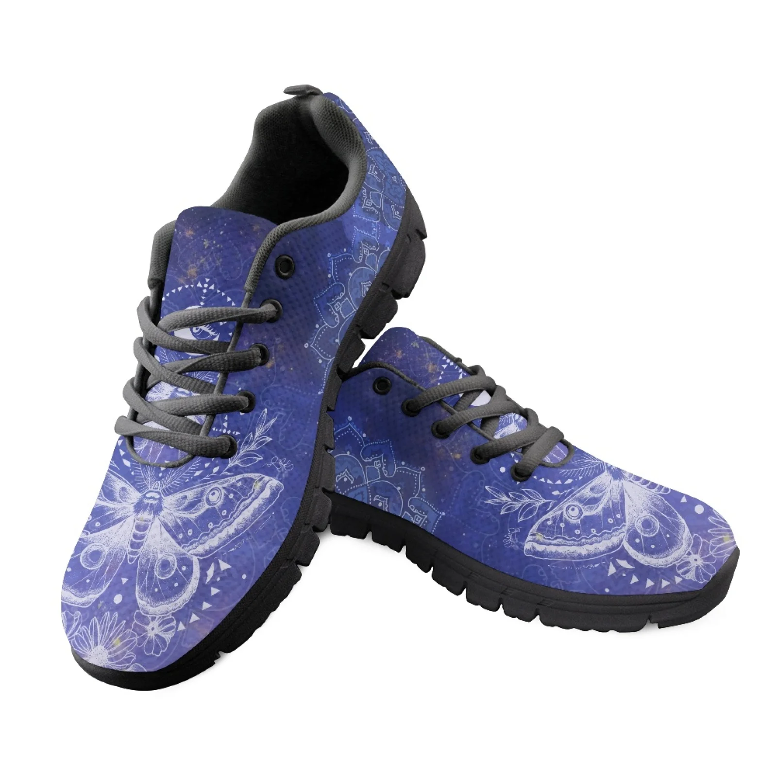 Coloranimal Mystic Moon Moth Men Cushioned Jogging Shoes for Long Standing Hospital Floor Comfort Driving Shoe for Outdoor