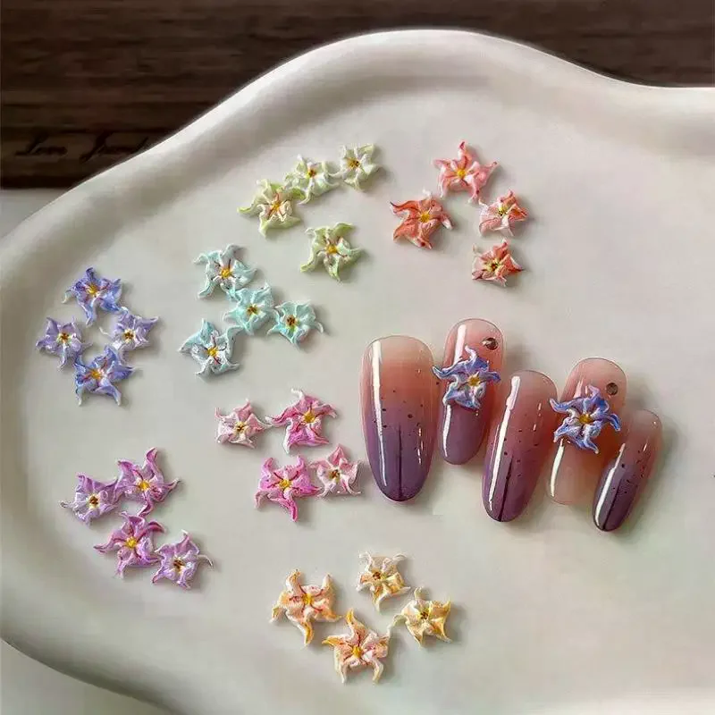 /Kuz/Resin Mini Colorful Flower Art Nail Decorate 3D FlowerAppliques DIY Nail Art Decor Accessories Crafts 50 Pcs