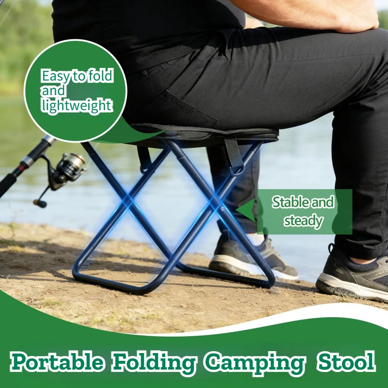 Outdoor Foldable Small Stool Compact Portable Folding Chair with Carry‑on Crossbody Bag Heavy‑duty Support for Travel Waiting