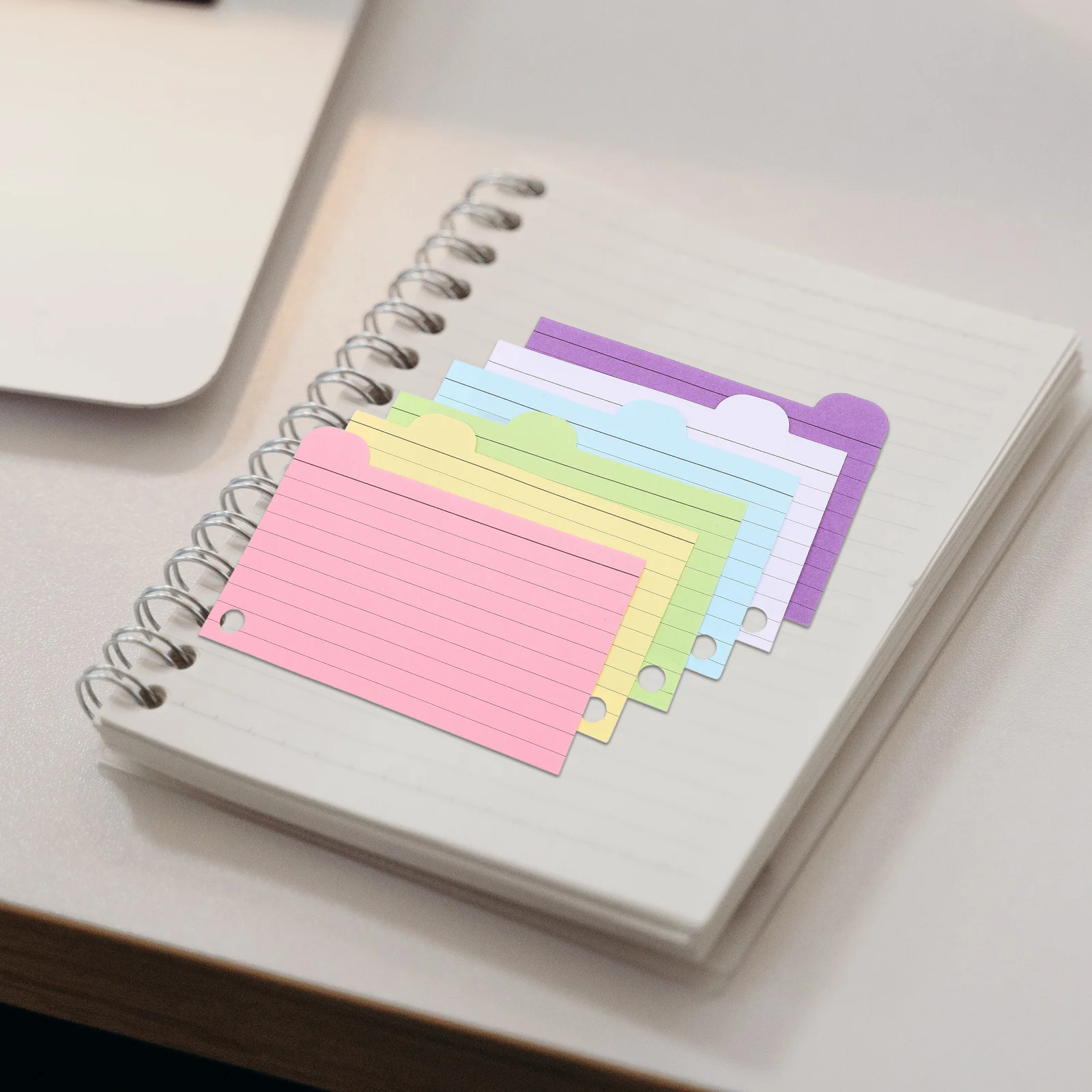 

1Set Index Cards Punchhole Ring Design Colorful Flashcards for Study Office Use College Essentials Studying Supplies Memory