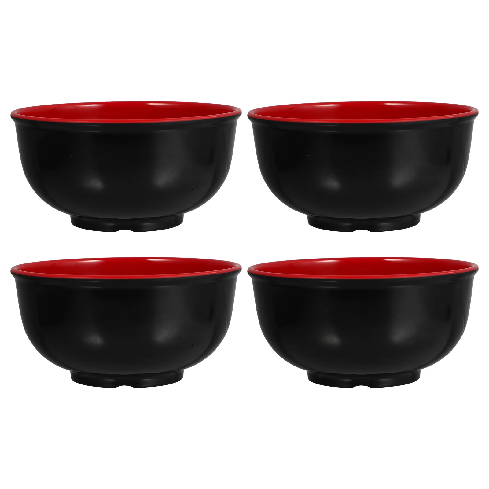 Cuencos para Ramen, melamina, negro, rojo, diseño sin costuras, perfectos para alimentos fríos y calientes, tazones multiusos creativos para sopa de arroz, 4 Uds.