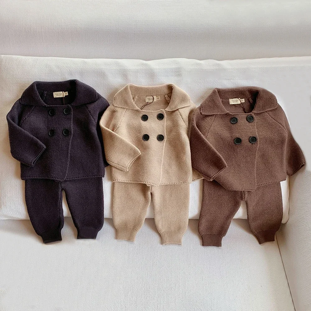 Set di vestiti per neonato autunno inverno maniche lunghe cardigan per neonato + pantaloni 2 pezzi abiti per bambini set di vestiti per neonato