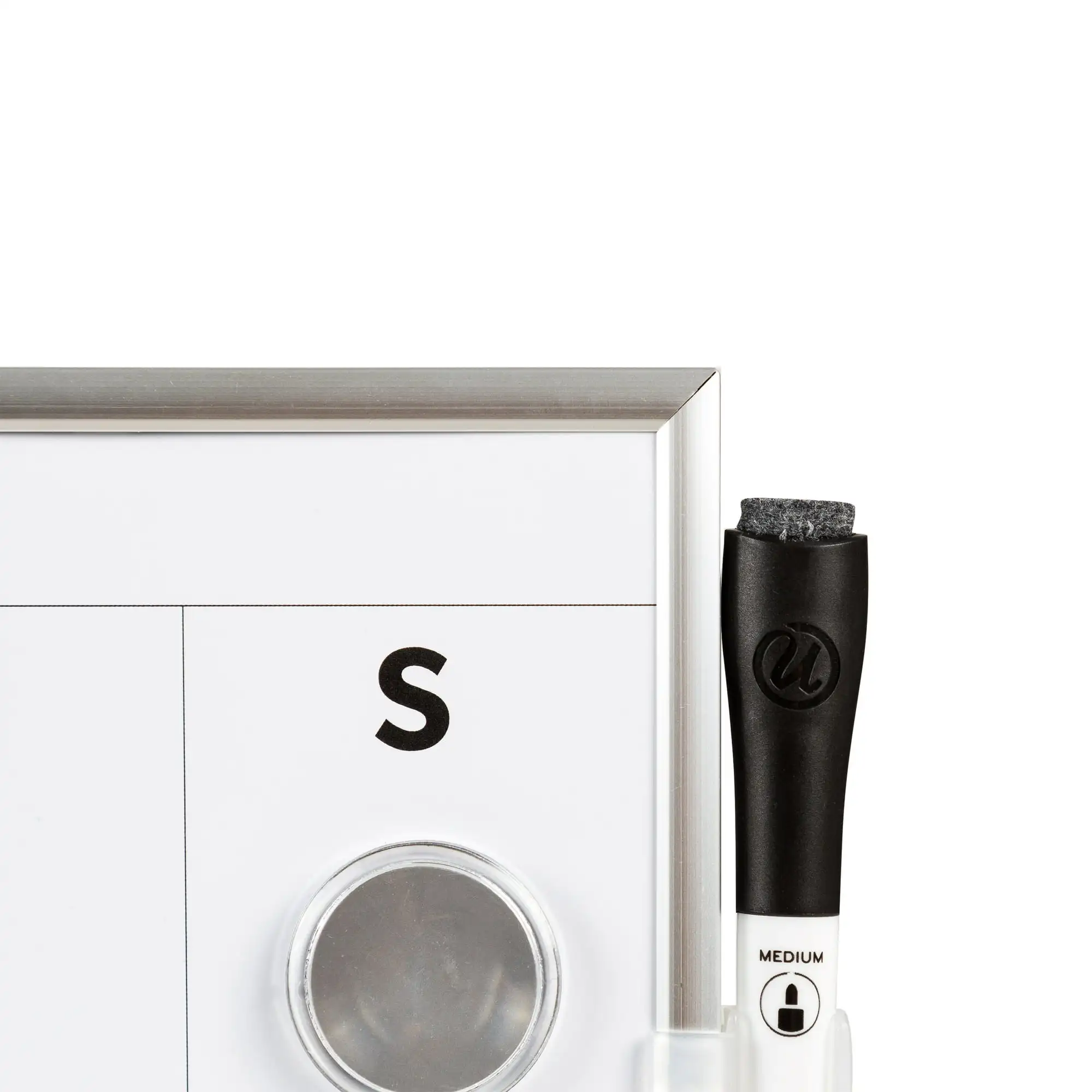 Calendario settimanale lavagna in sughero Combo, 7 "x 16", cornice argento, bianco