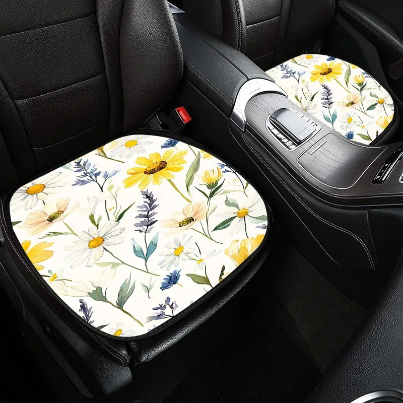 7pcs Floral Pattern Car Seat Cushion Keeps Your Car Interior Clean And Stylish, Durable And Fashionable Interior Protection, Add
