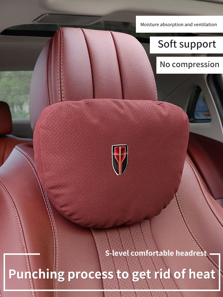 Hong Qi Red Flag H5 FAW HS3 HS5 HS7 H6 H7 H9 EH7 E-QM5 HS9 Suede Car Headrest Neck Support Seat Lumbar cushion Soft Neck Pillow