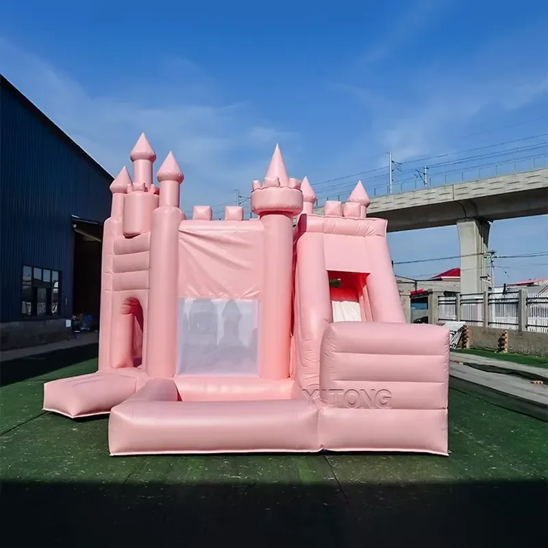 Bouncy Castle with Slide pink Bounce House Inflatable Commercial Outdoor Jumping Castle for Kids