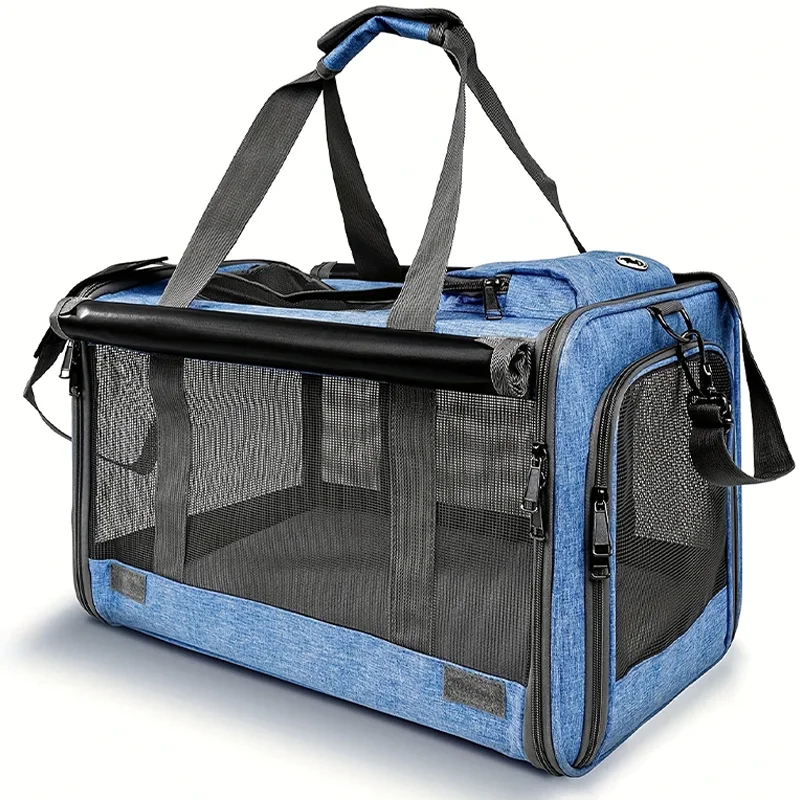 1pc Große Katze Taschen Tragbare Hund Träger Tasche Mesh Atmungsaktive Falten Handtasche Airline Genehmigt Reise Haustier Tasche Kätzchen transport Tasche