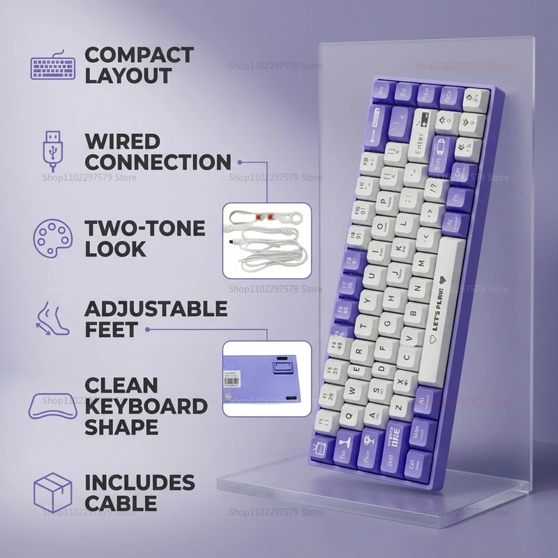 AK680 Wired Gaming Mechanical Keyboard 68 Hot Swappable Keys Ergonomic E-sports Office Keyboard for PC Laptop Type-C USB Gaming
