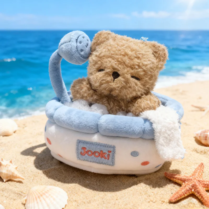 Kawaii فقاعة حمام سلسلة ألعاب من القطيفة لطيف بطة الدب أرنب دمية على شكل حيوان مضحك سطح المكتب زخرفة رائعة الديكور هدية للأطفال #6