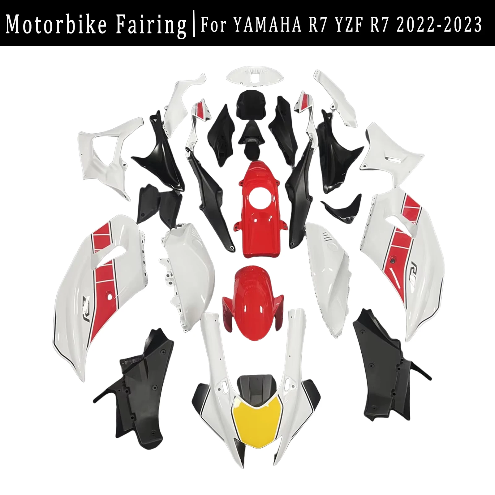 

For Yamaha R7 2022-2023 YZF-R7 Full Fairing Kit All red and white ABS Injection Customize Motorcycle Cowling Accessories