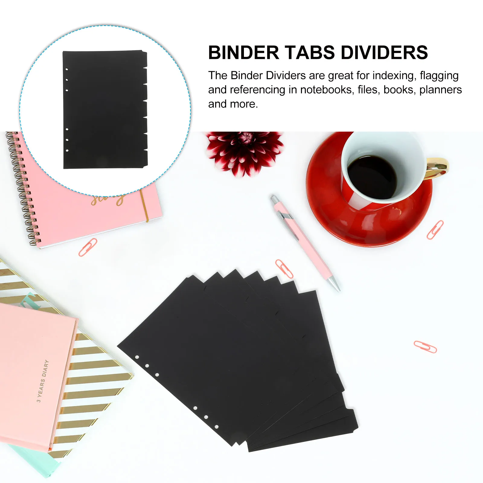 

14 Pcs Divider Tabs Binder Notepad Index Notepad Dividers Notebook Dividers Detachable Tabs Binder Accessories Black
