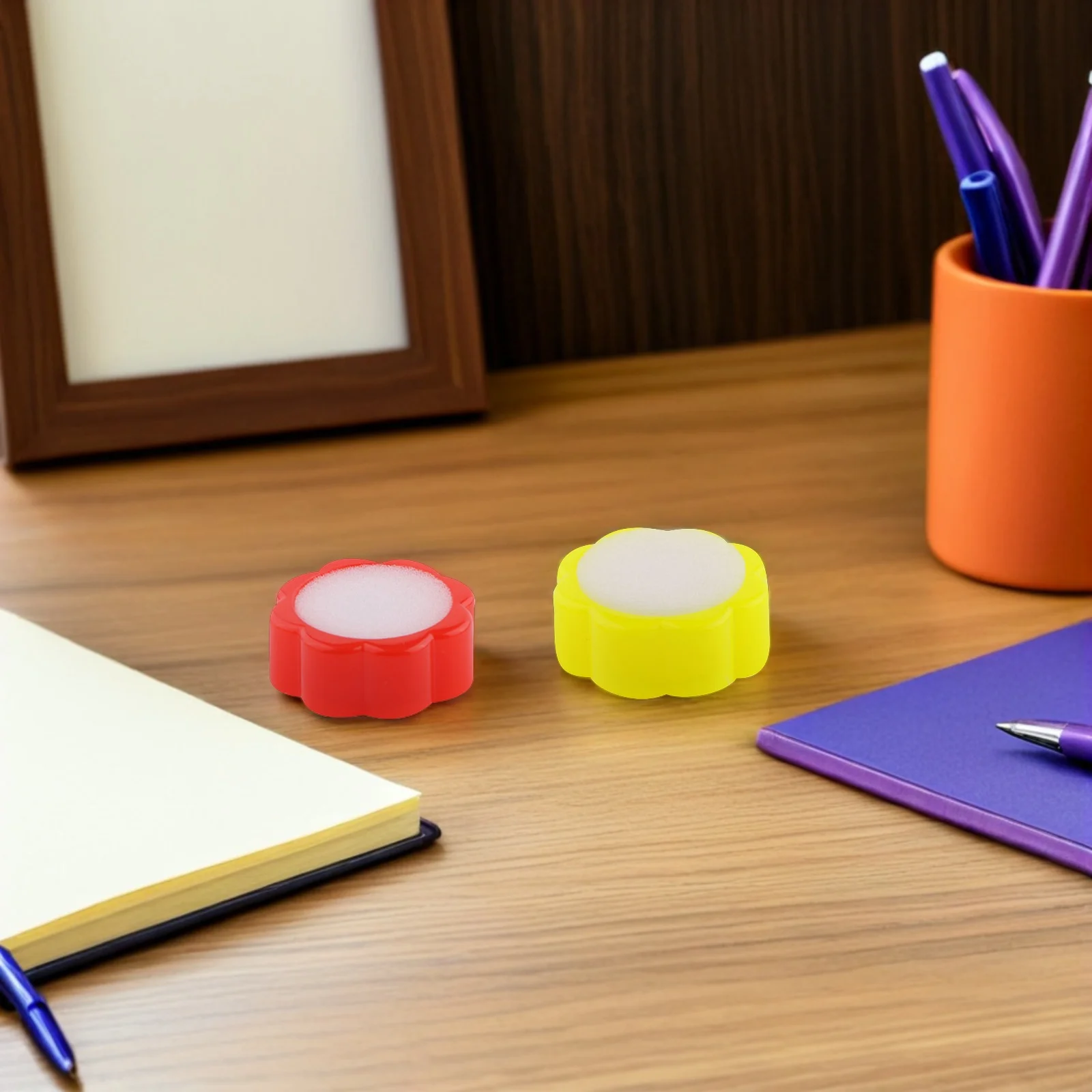 20 قطعة مرطب إصبع إسفنجي أحمر أصفر زهرة على شكل أداة سطح المكتب البلاستيكية لعد المستندات المالية بنك اللوازم المكتبية #5