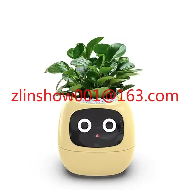 Robot guided plant care, cute plant companion with rich gesture interaction and emoticons, intelligent pet flowerpot