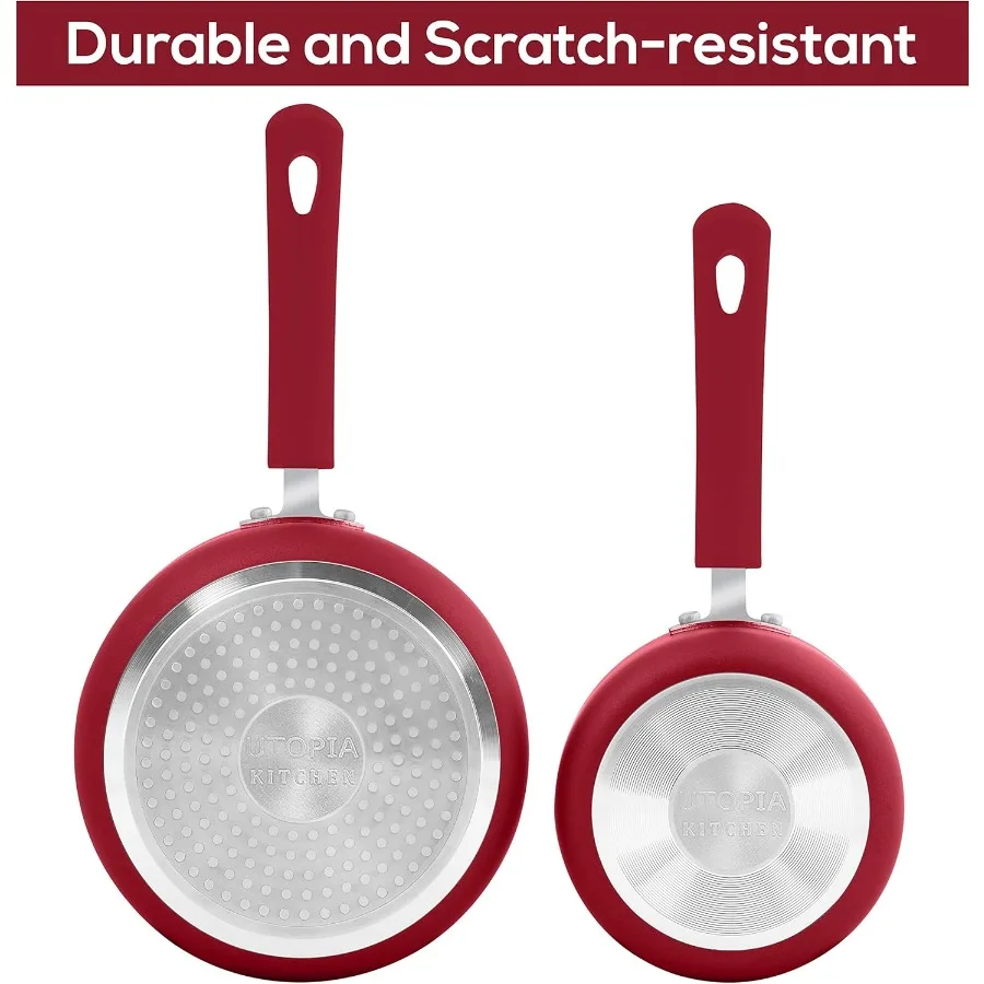 طقم قدر غير لاصق مع أغطية بسعة 1 كوارت و2 كوارت مقاسات أوعية طبخ متعددة الأغراض مثالية للمطابخ المنزلية #5