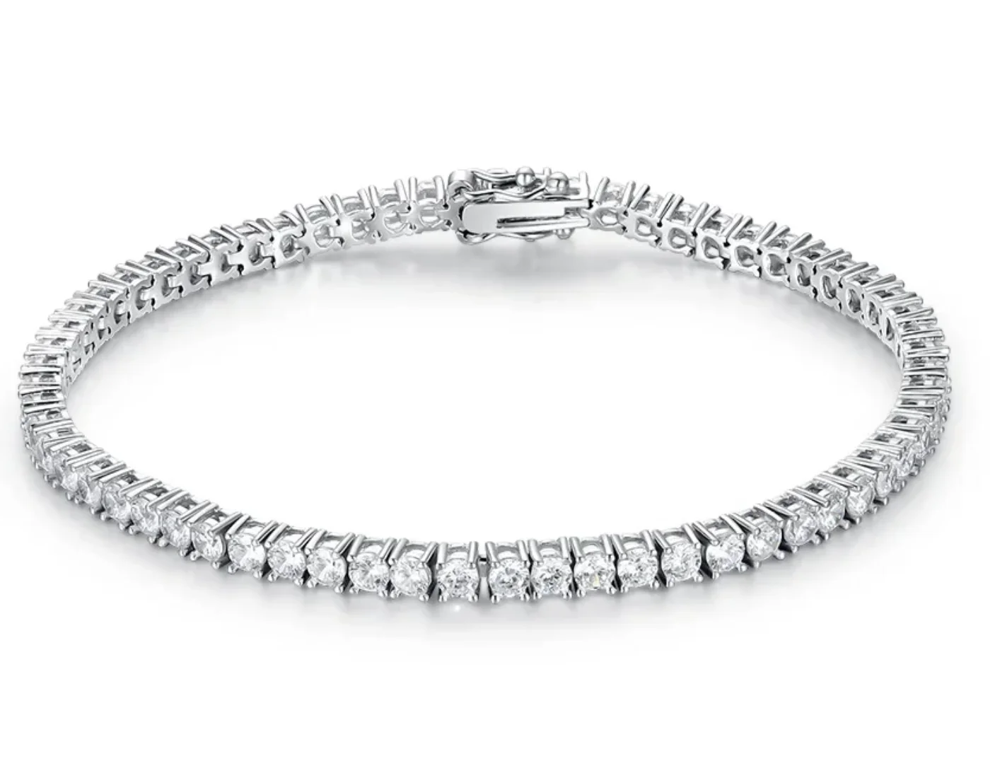 18K gold round diamond tennis bracelet Lab Grow diamond four-claw single drill 0.1CT0.2CT factory custom wholesale